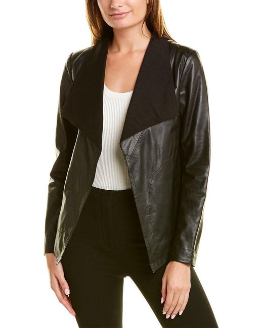Donna Karan Draped Leather Jacket in Black - Lyst