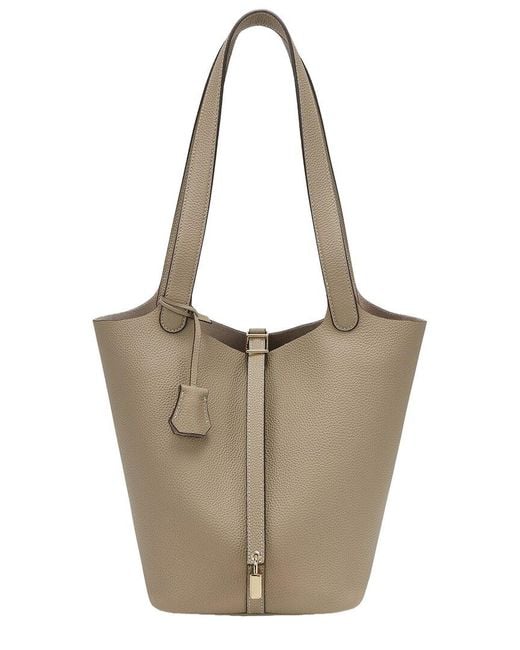 Tiffany & Fred Paris Brown Pebbled Leather Bucket Tote