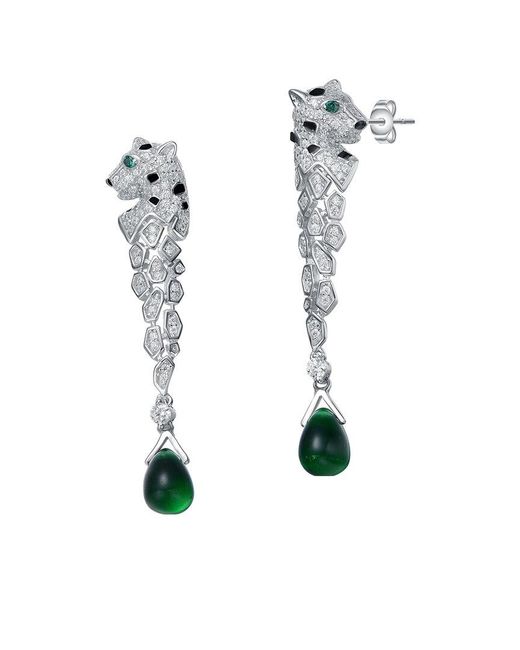 Genevive Jewelry White Silver Cz Fauna Drop Earrings