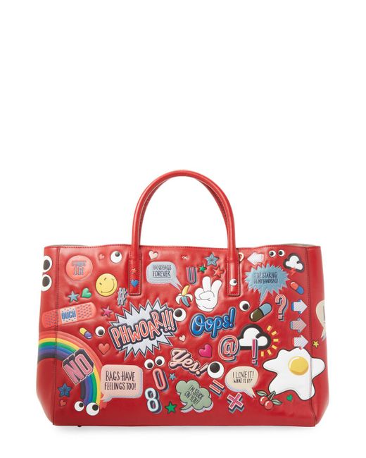 Anya Hindmarch Ebury Maxi Ii Allover Wink Stickers Tote Bag in Red Lyst