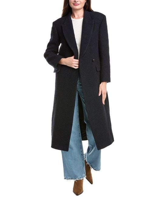 Sandro Black Boucle Wool & Alpaca-Blend Coat