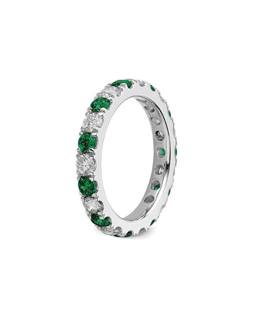 Lab Grown Gemstones White 14K 2.50 Ct. Tw. Lab-Grown Diamond & Lab-Grown Emerald Eternity Ring