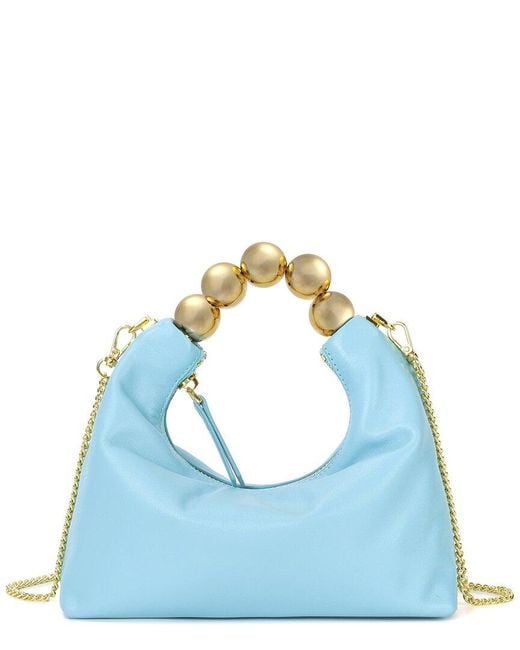 Tiffany & Fred Paris Blue Smooth Leather Top-Handle Shoulder Bag
