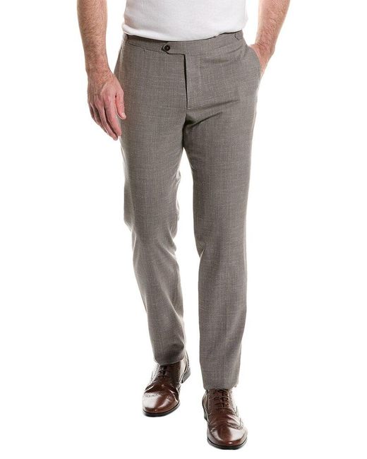 Isaia Gray Wool, Silk, & Linen-blend Trouser for men