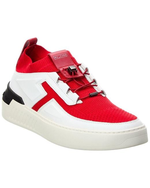 Tod's Red X No_Code Knit & Leather Sneaker for men