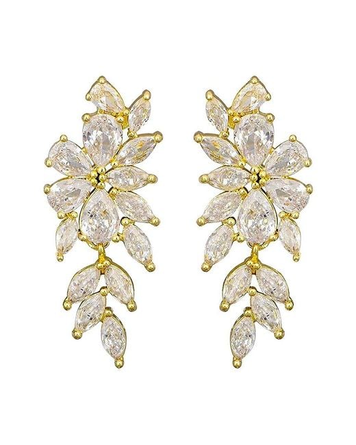 Liv Oliver Metallic 18k Plated Cz Drop Earrings