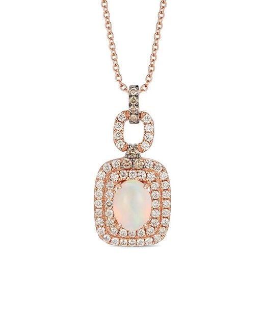 Le Vian Metallic Le Vian Neapolitan Opal 14k Rose Gold 1.31 Ct. Tw. Diamond & Opal Pendant Necklace