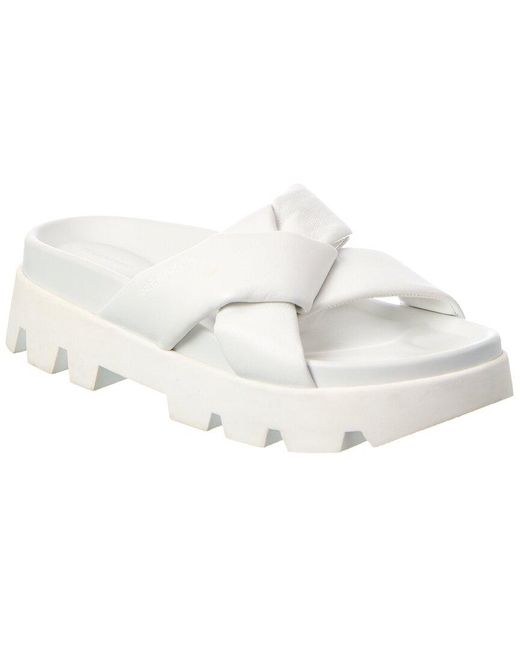 Ferragamo White Air Lug Leather Sandal