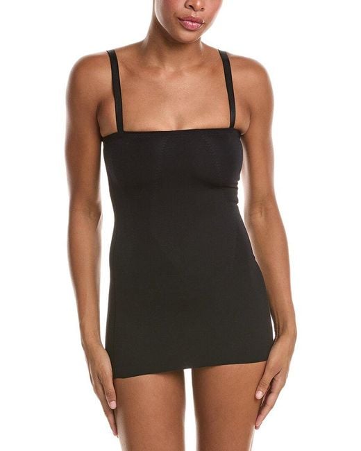 Rene Ruiz Black Full Bodysuit Slip Dress
