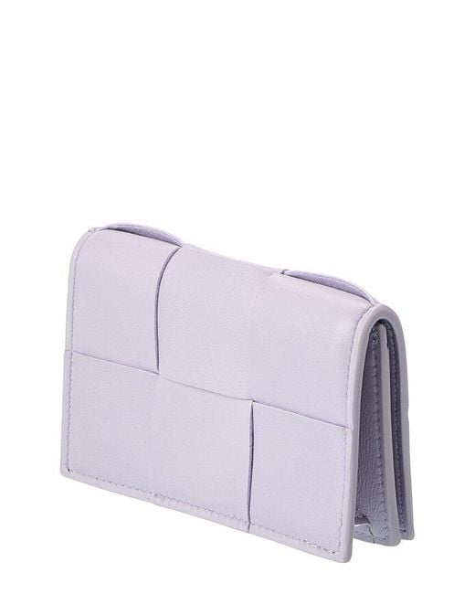 Bottega Veneta Purple Maxi Intrecciato Leather Business Card Case