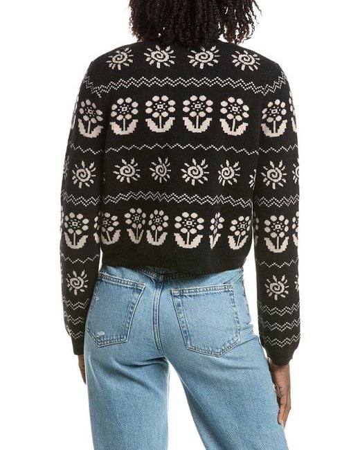 Isla Black Evelyn Floral Motif Cashmere Cardigan
