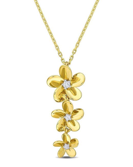 Rina Limor Floral 0.05 Ct. Tw. Diamond Floral Necklace in Metallic | Lyst