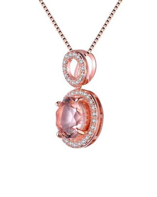 Rachel Glauber Pink 14k Rose Gold Vermeil Cz Necklace