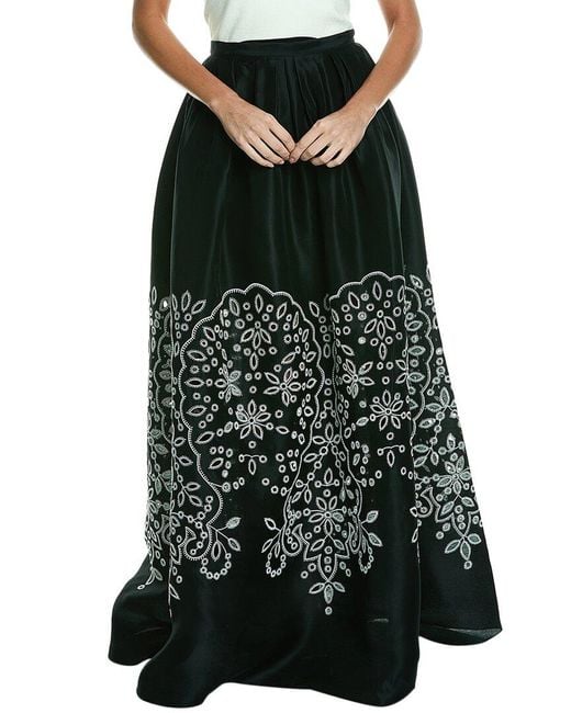 Carolina Herrera Green Embroidered Silk Ball Skirt