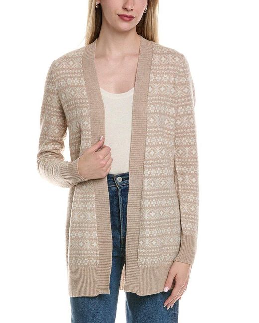 Sofiacashmere Natural Fairisle Shawl Collar Wool & Cashmere-Blend Cardigan