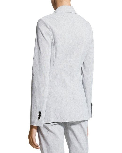 Theory Gray Staple Linen-Blend Blazer