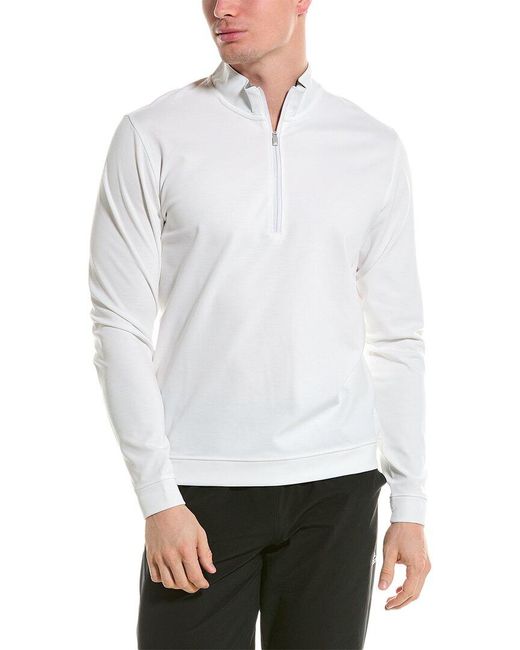 Adidas Originals White Elevated 1/4-zip Pullover for men