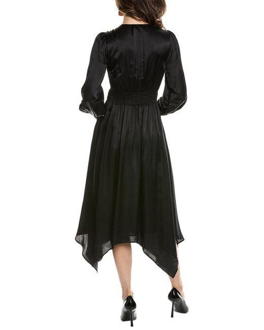AllSaints Black Estelle Silk-blend Midi Dress