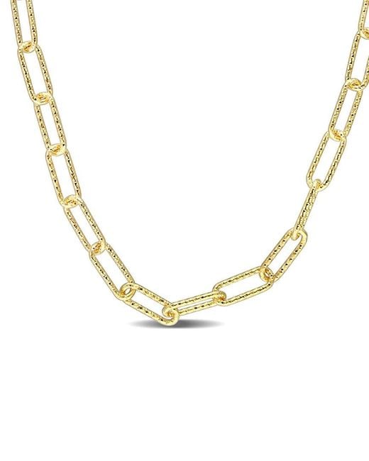 Italian Silver Metallic 18k Over Paperclip Chain Necklace