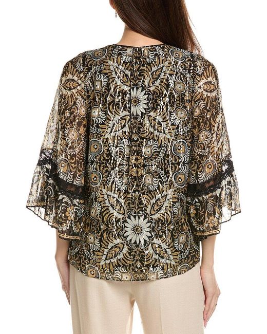 Kobi Halperin Black Ele Print Peasant Blouse