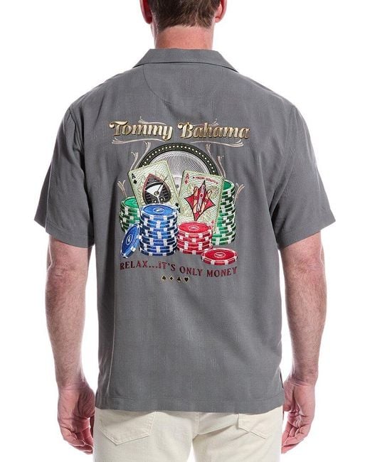 Tommy Bahama Gray Gamblers Paradise Silk Shirt for men