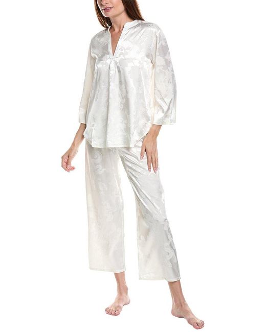 N Natori White 2pc Imperial Garden Pajama Set