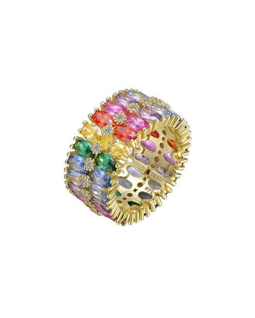 Genevive Jewelry White 14k Over Silver Cz Ring