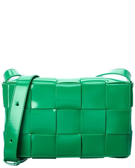 Bottega Veneta Cassette Maxi Intrecciato Leather Crossbody in Green ...