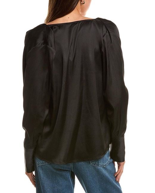LUXE ALWAYS Black Satin Cowl Neck Blouse