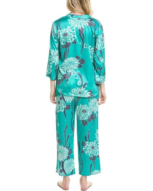 Natori Blue Taipel Geo Ruby & Gold Print Pj Set