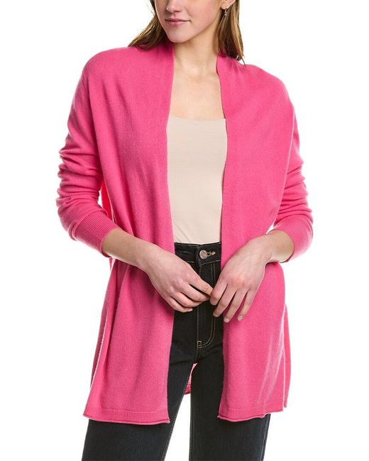 Ainsley Pink Basic Open Cashmere Cardigan