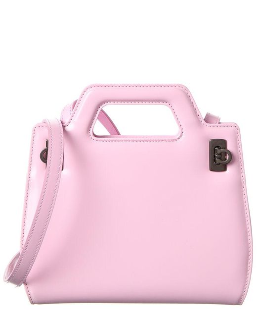 Ferragamo Pink Wanda Mini Leather Clutch