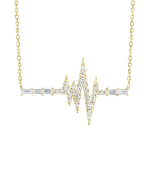 Glaze Jewelry White Silver Cz Heart Beat Necklace