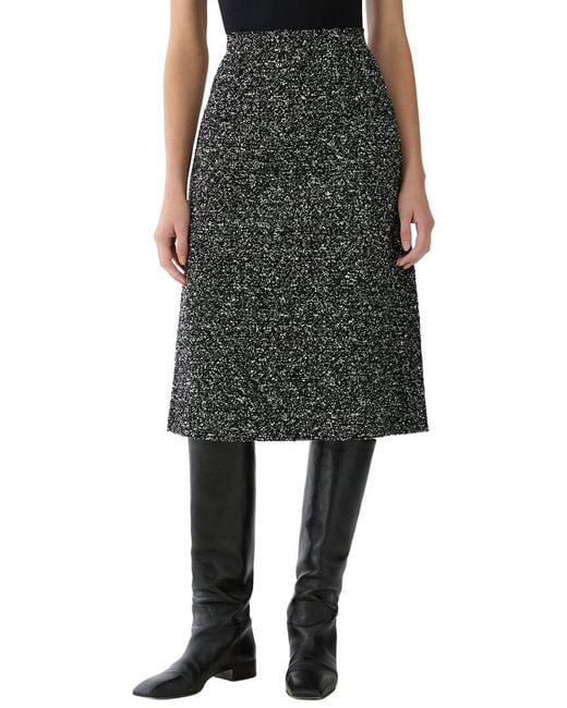 Lafayette 148 New York Black Wool-Blend A-Line Midi Skirt