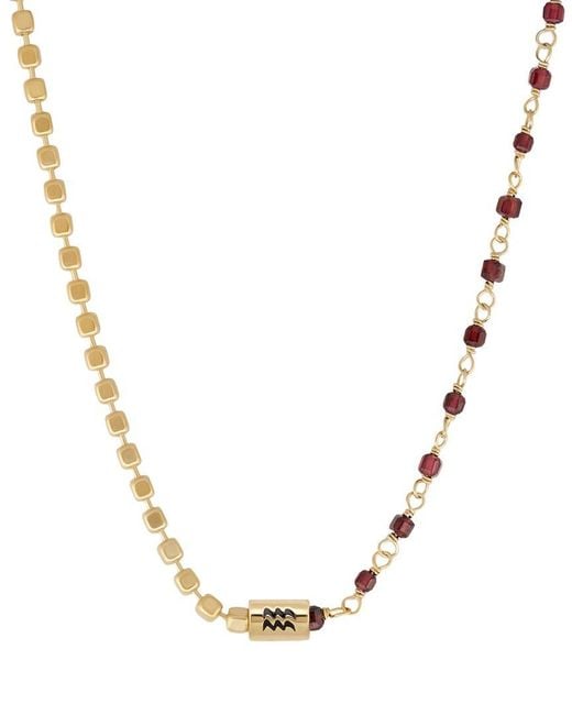 Karma and Luck Metallic Plated Garnet Beaded Necklace