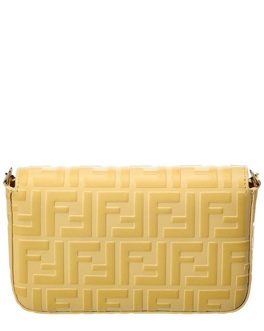Fendi Yellow Ff Diamonds Leather Wallet On Chain