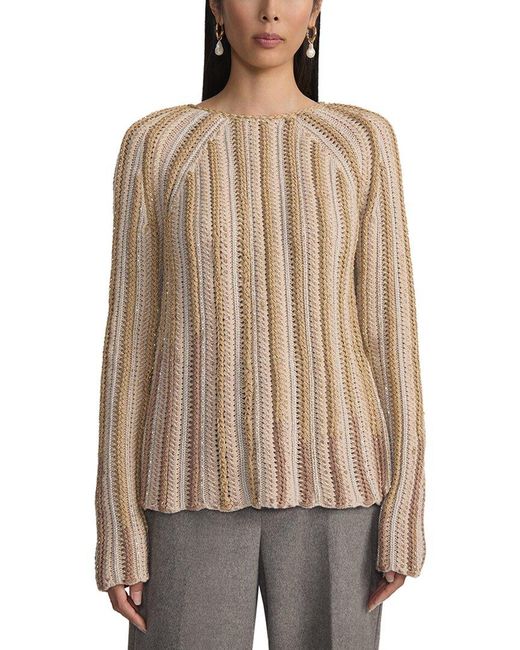 Lafayette 148 New York Brown Wool & Cashmere Hand-Detailed Sweater