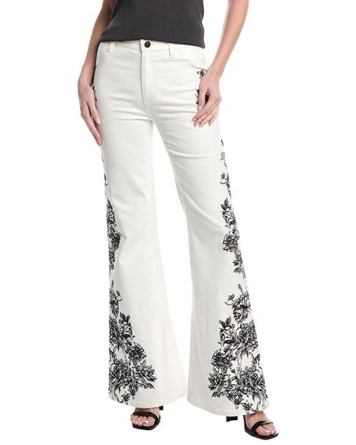 Alice + Olivia White High-Rise Wide Leg Flare Pant