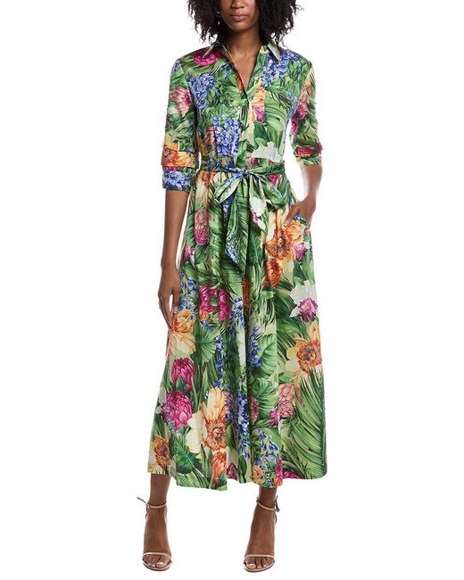 Tahari Green The Milena Spring Meadow Dress