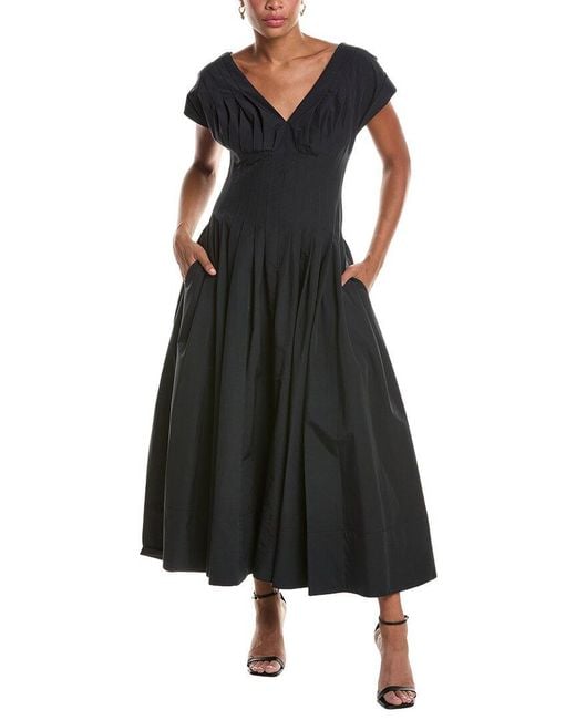 Jonathan Simkhai Black Nina Pleated Midi Dress