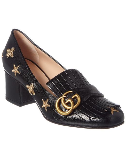 Gucci Black GG Marmont Bees & Stars Leather Pump