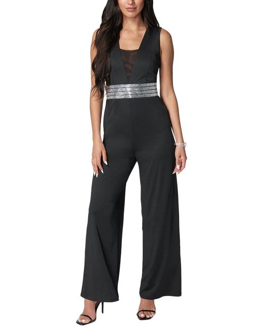 Bebe Black Embellished Wide Leg Jumpsuit