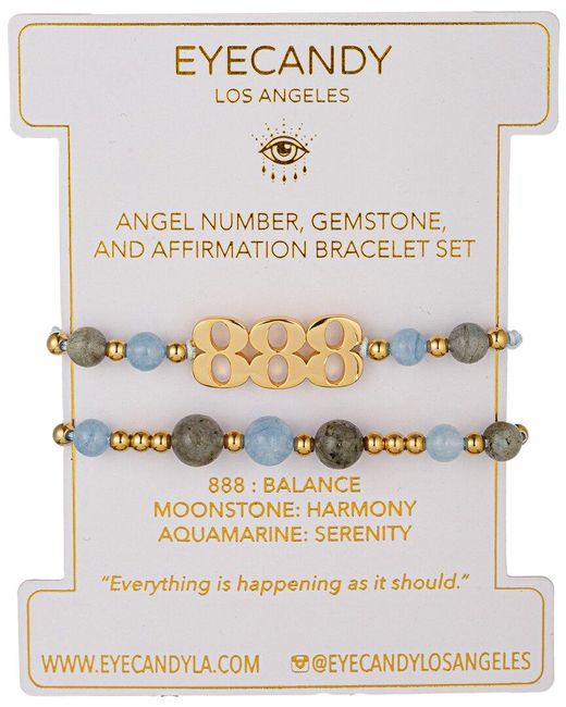 Eye Candy LA White Gemstone Bracelet Set