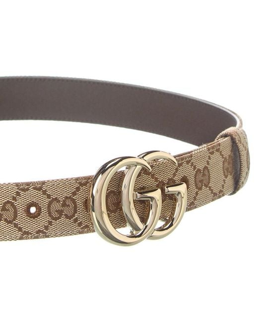 Gucci Brown Marmont Gg Canvas & Leather Belt