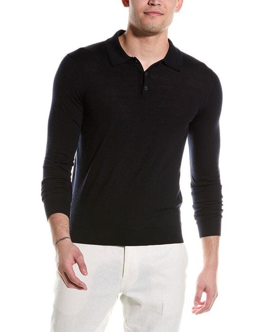 Reiss Black Trafford Wool Polo Shirt for men