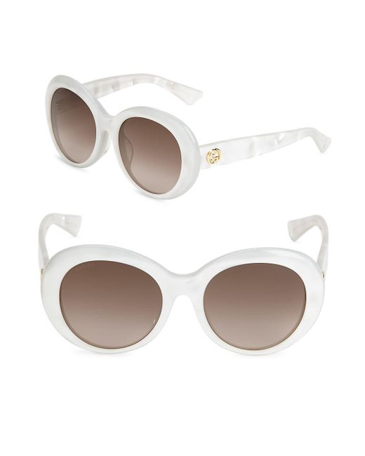 Gucci White 54mm Round Sunglasses
