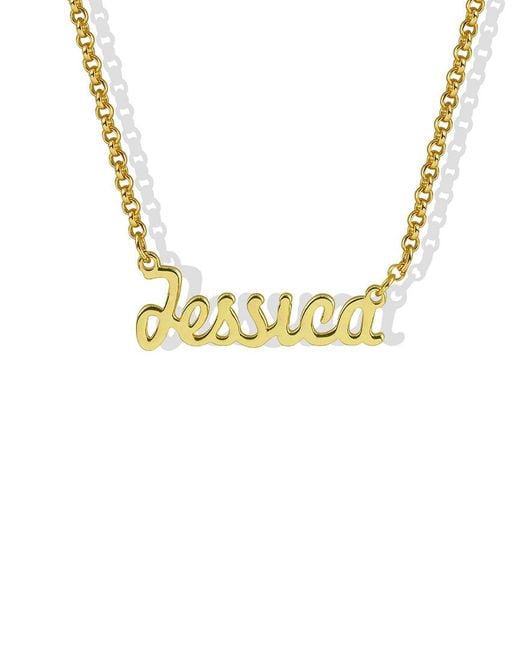 Argento Vivo Metallic 18k Over Silver Jessica Script Necklace