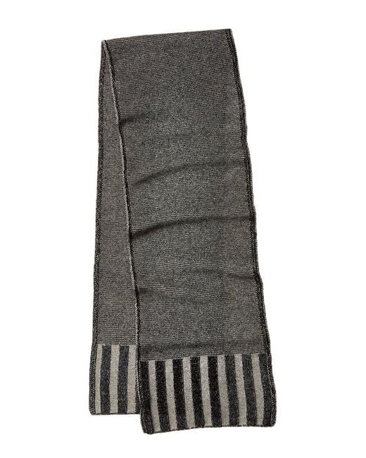 Forte Black Plaited Garter Rib Trim Cashmere Scarf
