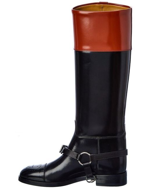 Gucci Black Harness Leather Knee-high Boot
