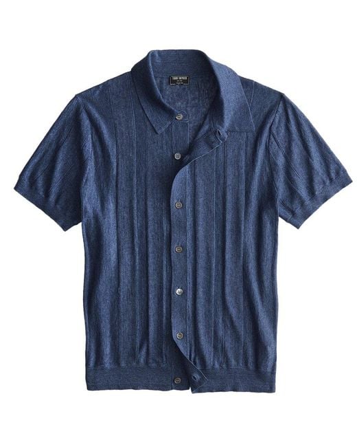 Todd Snyder Blue Linen Polo Sweater for men